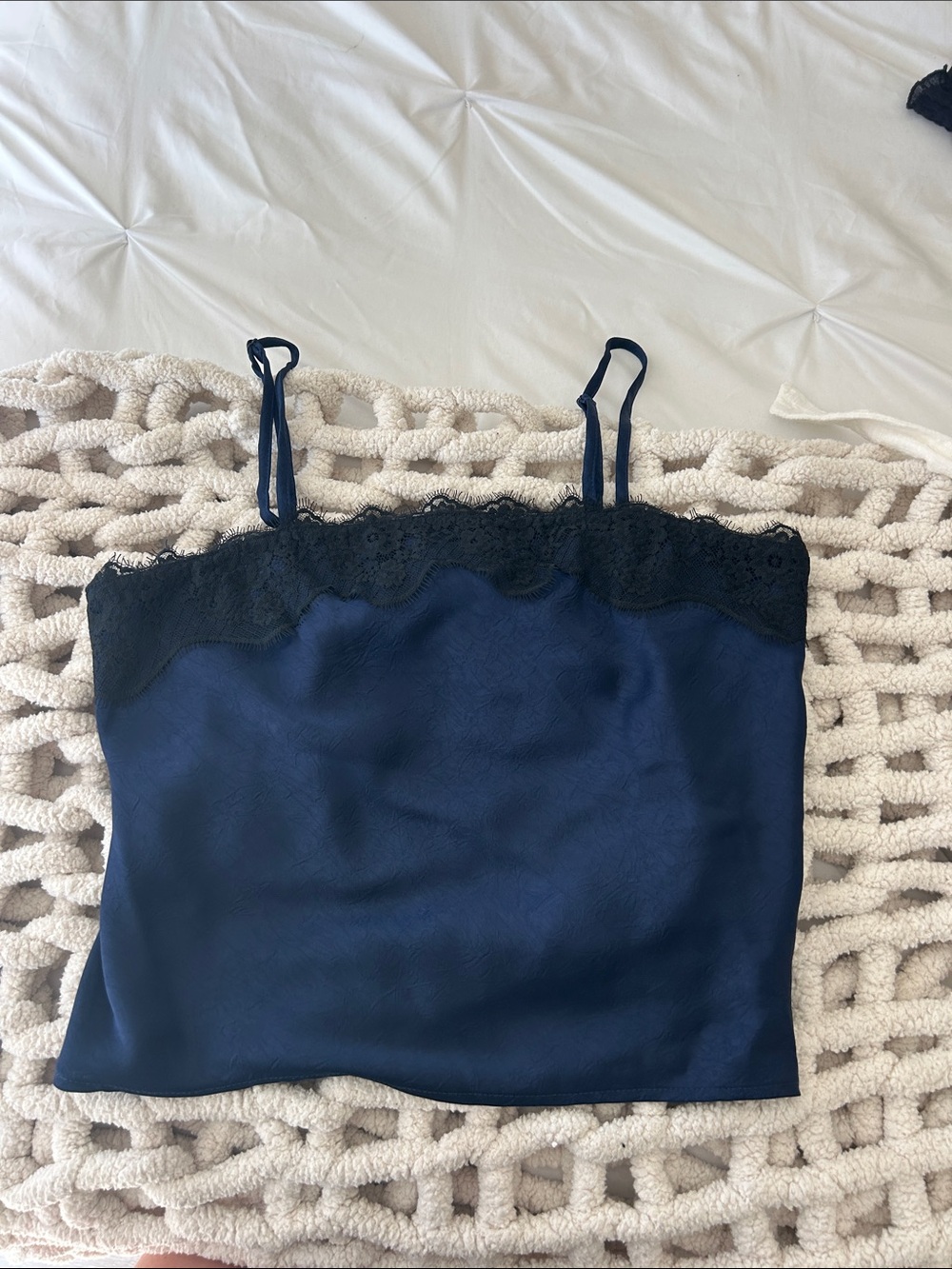 Target Navy Camisole with Black Lace Trim